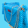 Elegant White Blue Crystal Handbag - Luxury Designer Accessory for Chic Fashionistas