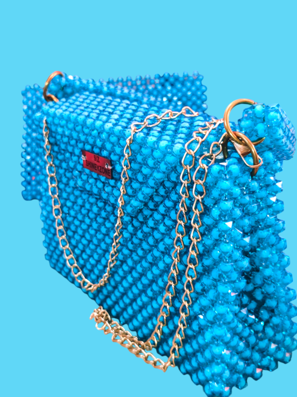 Elegant White Blue Crystal Handbag - Luxury Designer Accessory for Chic Fashionistas